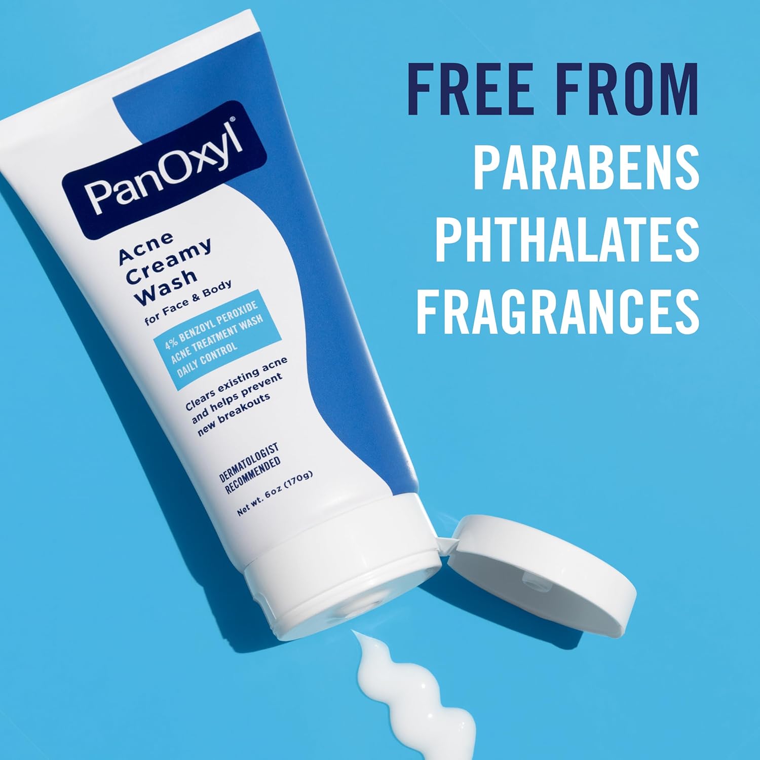 PanOxyl 4% Benzoyl Peroxide Antimicrobial Acne Creamy Wash, 6 Ounce